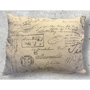 HiEnd Accents Fairfield Classic Throw Pillow 16x21 inch, Taupe Printed Script